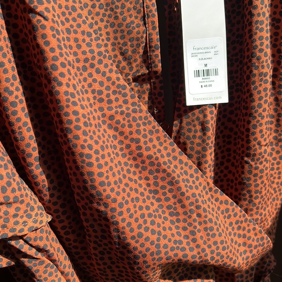 Ditzy Dot burnt orange Brown Flutter Dress - Picture 7 of 7